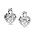 Sterling Silver Diamond 1/20 Ct.Tw. Heart Earrings