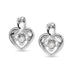 Sterling Silver Diamond 1/20 Ct.Tw. Heart Earrings