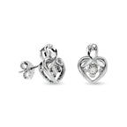 Sterling Silver Diamond 1/20 Ct.Tw. Heart Earrings