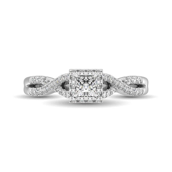 14K White Gold Diamond 1/2 Ct.Tw. Halo Engagement Ring