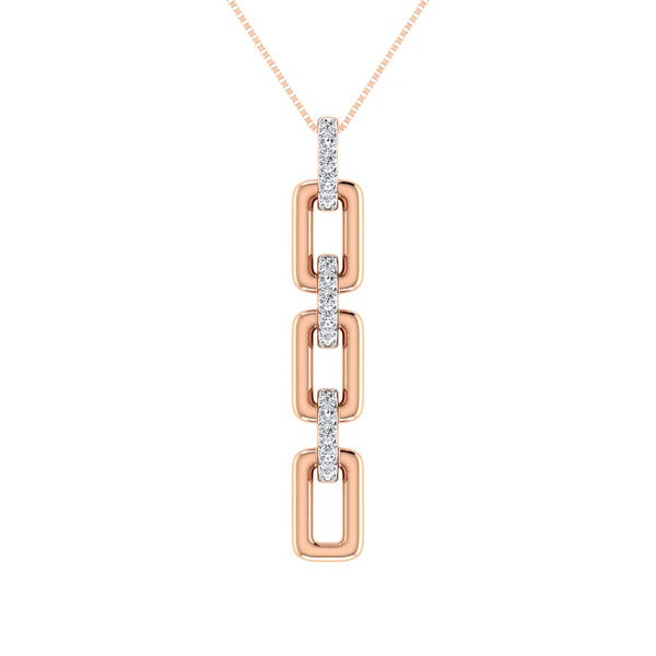 10K Pink Gold Diamond 1/8 Ct.Tw. Cuban Link Pendant