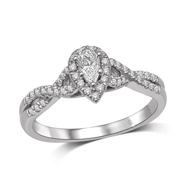 14K White Gold Diamond 1/2 Ct.Tw. Halo Engagement Ring