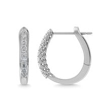 14K White Gold Diamond 1/4 Ct.Tw. Hoop Earrings